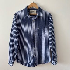 American Eagle AEO mens blue and white stripes button down shirt size medium